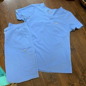 FIGS ceil blue scrub set